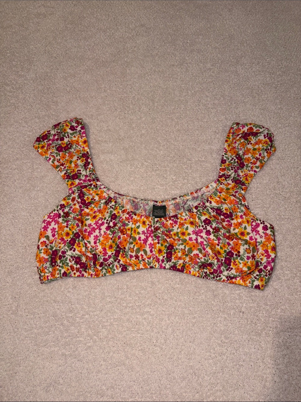 Wild Fable Floral Square-Neck Crop Top in Multi-Color